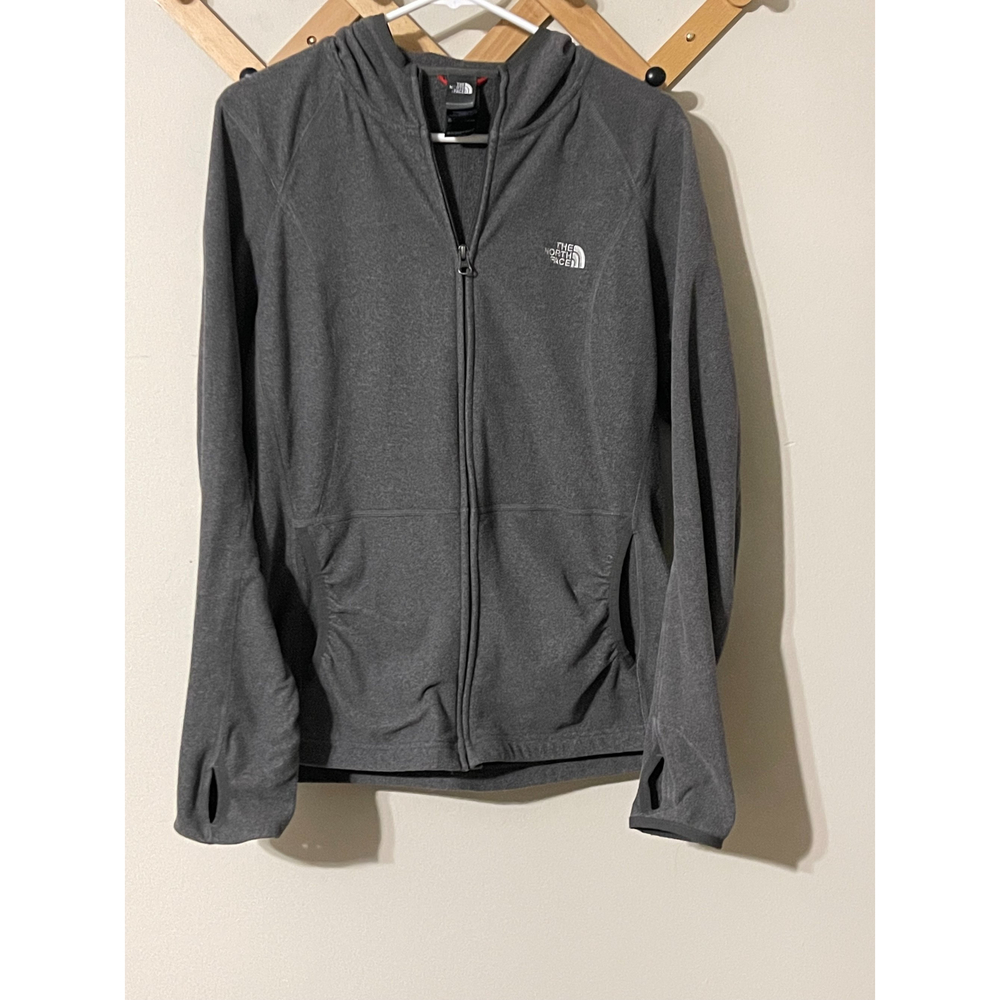 THE NORTH FACE Women's Gray Fleece Zip Up Hoodie - Thumb Holes - Size XL